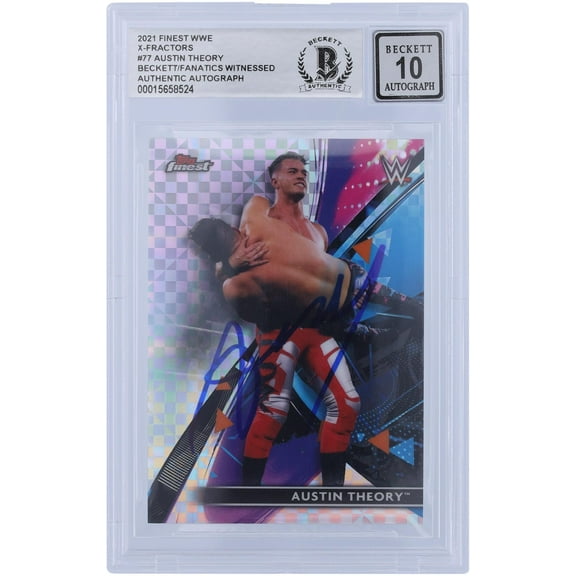 Austin Theory WWE Autographed 2021 Topps Finest X-Factors #77 Beckett Fanatics Witnessed Authenticated 10 Card - Fanatics Authentic Certified