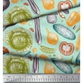 thumbnail image 2 of Soimoi Green polyester Crepe Fabric Mixed Vegetable Printed Craft Fabric by the Yard 42 Inch Wide, 2 of 3