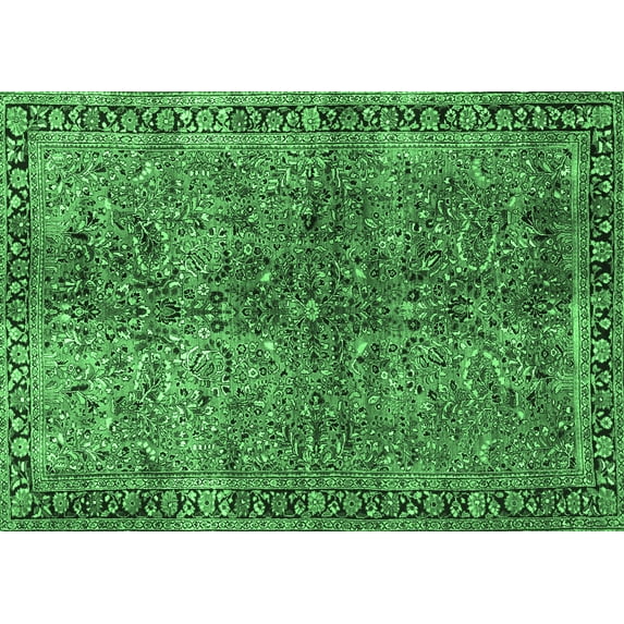 Ahgly Company Indoor Rectangle Oriental Emerald Green Traditional Area Rugs, 3' x 5'
