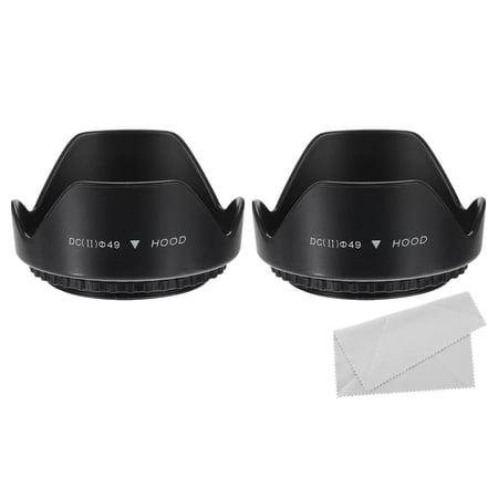 Uxcell 49mm Camera Lens Hood 2Pcs Flower Lens Hood Protector with Cleaning Cloth