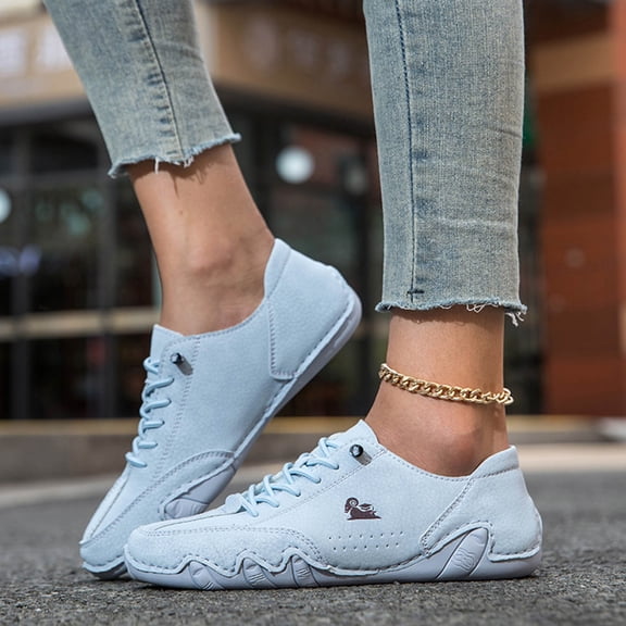 Women's Explorer Waterproof Outdoor Casual Shoes for Hiking Suede Barefoot Ankle Boots (Blue US 5.5)