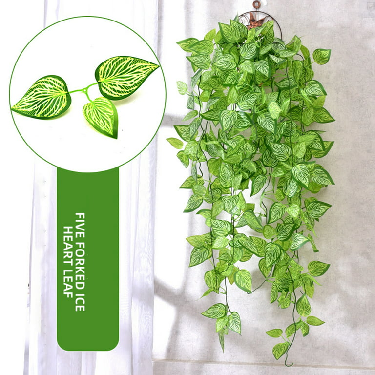 Wxboom 1 Pack Small Fake Hanging Plant, Artificial Potted Plant Fake Ivy Vine Plant Faux Hanging Plant Fake Pothos Plant for Shelf Home Office Indoor