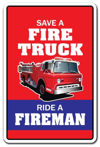 Vinyl Decal Sticker Save a Firetruck Ride a Firefighter Car Truck Bumper 7/"