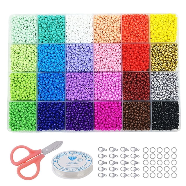 Generic 24 Slot Multicolor Baking Paint Beads Set Glass Beads Box Beads for DIY Bracelets and Necklace