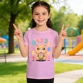 thumbnail image 4 of XEGLSBU Shirts for Girls Size 8 Kids Graphic Print Short Sleeve T Shirt Casual Crew Neck Tee for Girls Boys Youth Blend Top Pink Size 4-5 Years, 4 of 6