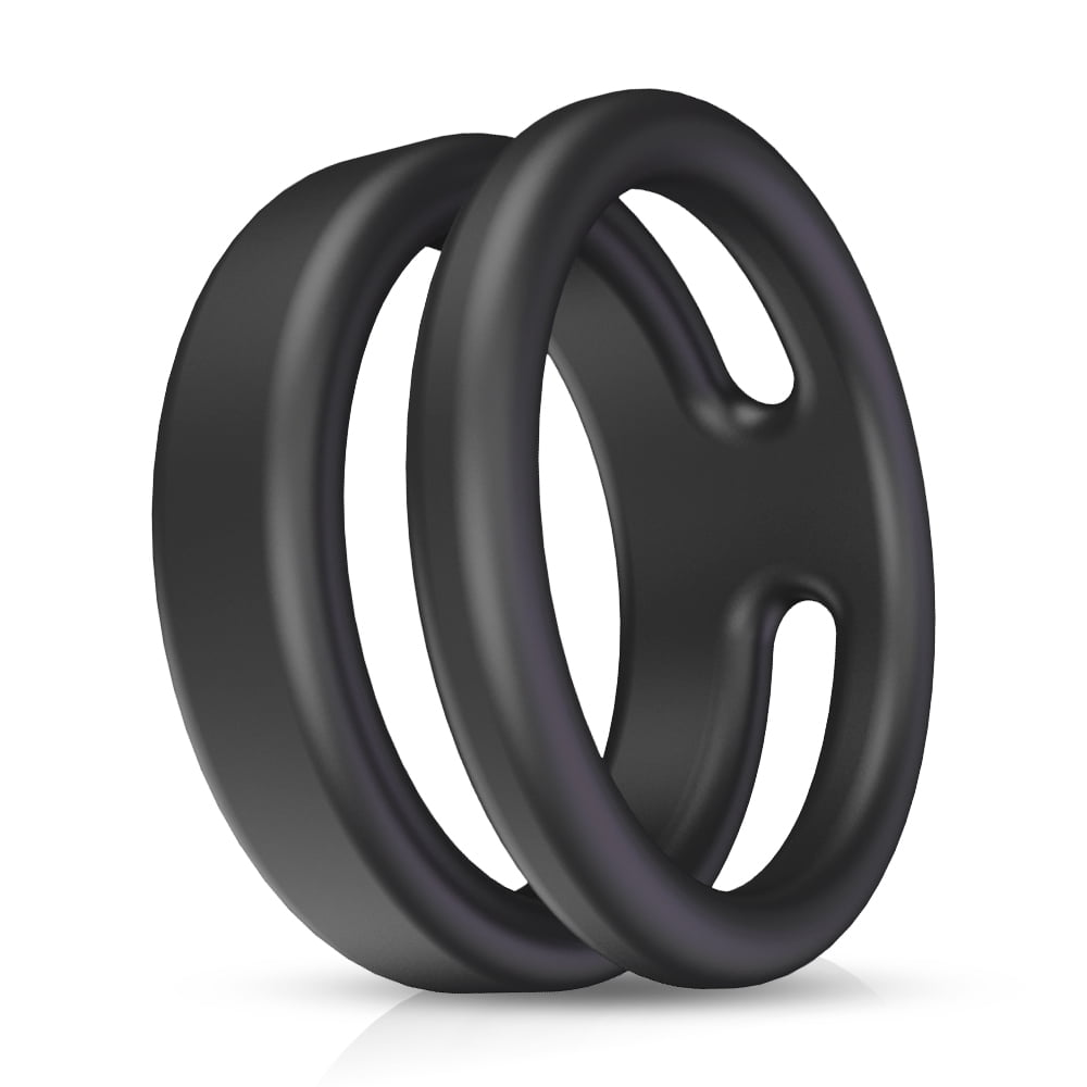 Hingming Silicone Dual Penis Ring, Premium Stretchy Longer Harder Stronger Erection Penis Ring Erection Enhancing Sex Toy for Man or Couples Play,Black