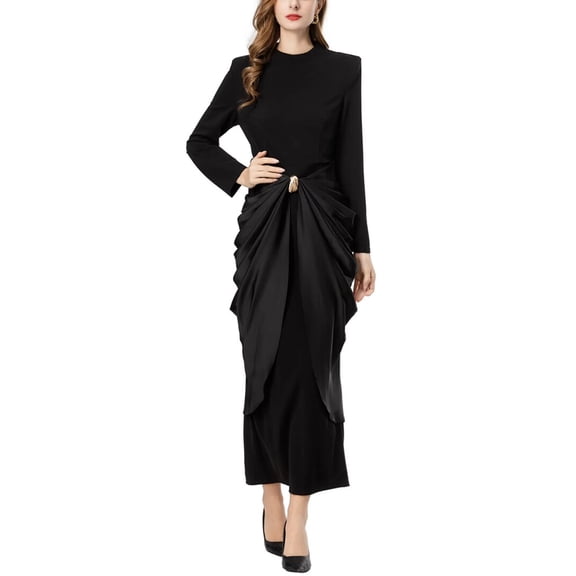 BURRYCO womens Black Solid Maxi Dress, 6, Black