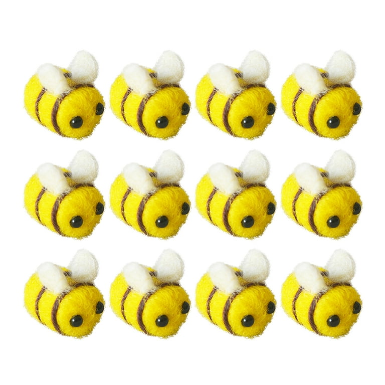 24PCS Wool Felt Bee Decor Lovely Bee Clothes Accessories Creative DIY  Headwear Accessories Cartoon Animal Clothes Decortaive Supplies Yellow