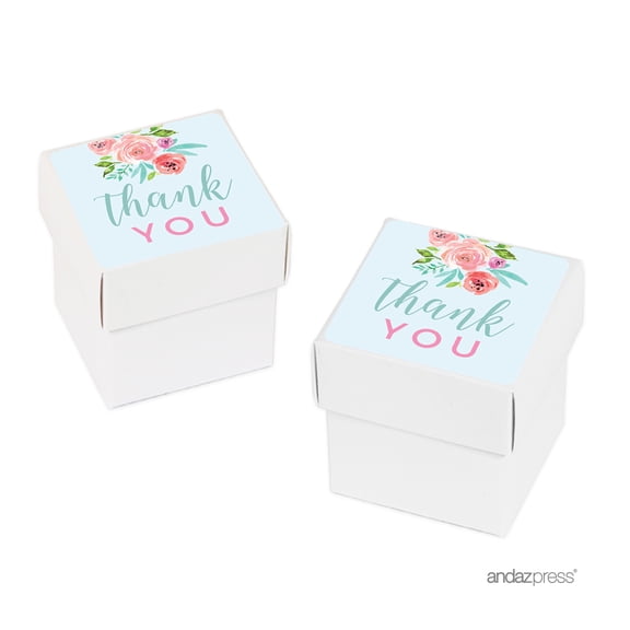 Baby Shower Pink Roses English Tea Party, Thank You, 20-Pack Favor Box DIY Party Favors Kit