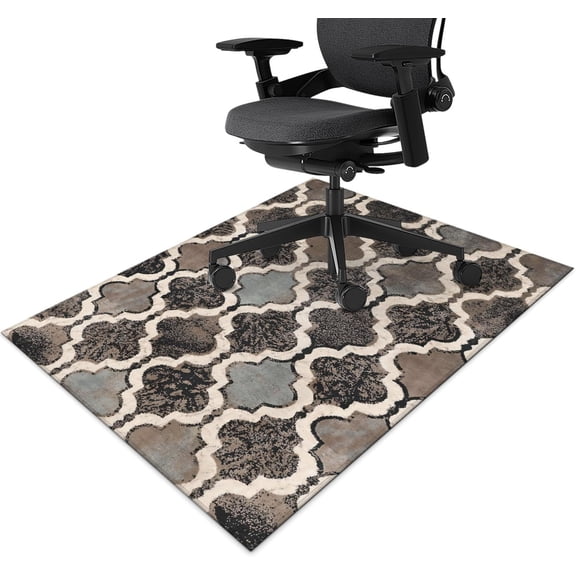 Office Chair Mat for Hardwood & Tile Floor,Modern Chocolate Geometric 36"x48" Computer Chair Mat for Rolling Chairs Carpet,Under Desk Non Slip Gaming Rug,Low-Pile Rubber Backing Large Protector Mat