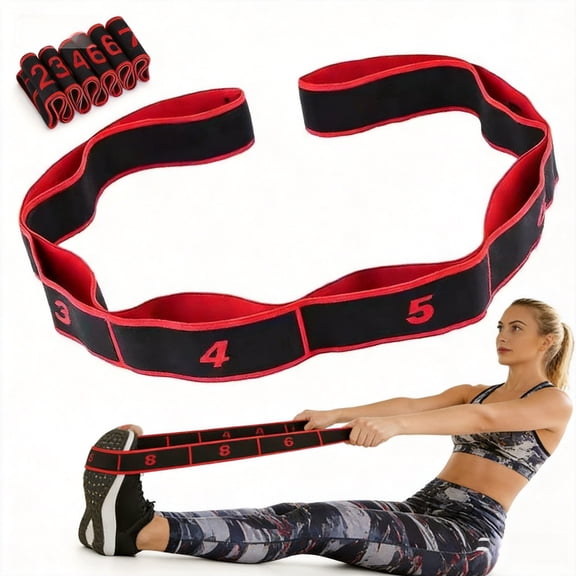 Adjustable Fitness Resistance Bands with Handles for Stretching, 8-Level Tension, Portable for Home Gym Yoga