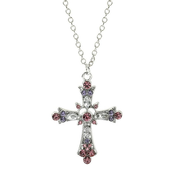 YIEMEEN Classic for Cross Style Pendant Necklace Colorful Zircon Choker Chain Necklace Jewelry Gift For Women Crucifix Necklace