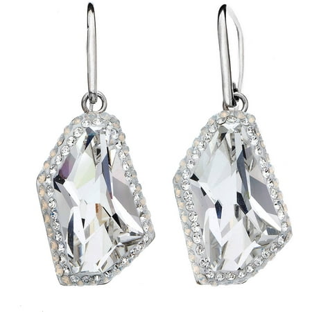 5th & Main Rhodium-Plated Sterling Silver Asymmetrical Clear Swarovski with White Pave Crystal Earrings