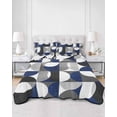 thumbnail image 3 of Abstract Geomrtry, Twin XL Size Down Alternative Comforter, Lightweight Comforter Quilt Bedding Set with Pillow Shams Modern Navy Blue Middle Century All Seasons Bed Comforter Duvet Insert 68"x98", 3 of 7