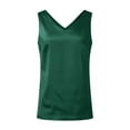 thumbnail image 7 of OIOLOYJM Silk Satin Tank Tops for Women V Neck Sleeveless Casual Camisoles Summer Beach Vacation Shirts Spring Dressy Business Work Blouses Dark Green 2XL, 7 of 7