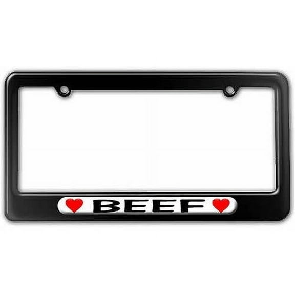 Beef Love with Hearts License Plate Tag Frame, Multiple Colors