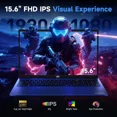 thumbnail image 4 of 15.6" FHD IPS Gaming Laptop - AMD Ryzen 7 7735HS (8-Core) Computer with Radeon 680M , 32GB DDR5 RAM, 1TB SSD, Backlit Keyboard, ，100W Type-C ，Fingerprint, 4 of 7