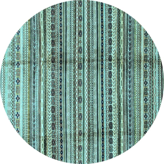 Ahgly Company Indoor Round Abstract Light Blue Modern Area Rugs, 6' Round