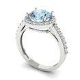 thumbnail image 2 of 1.86 ctw with Simulated Diamond Halo Accents Anniversary Ring for Women | Round Cut Natural Swiss Blue Topaz | Hyperallergenic Solid 14K White Gold, 2 of 5