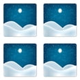 thumbnail image 1 of Winter Coaster Set of 4, Digitally Generated Snow Hills with the Moon and the Stars in the Sky Scenic, Square Hardboard Gloss Coasters, Standard Size, Sea Blue and White, by Ambesonne, 1 of 2