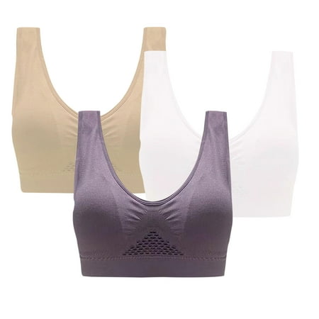 

Honeeladyy Clearance under 10$ 3-Pack Women s Cozy Sexy Sports Bra Without Wire Free Support Yoga Running Vest Underwears