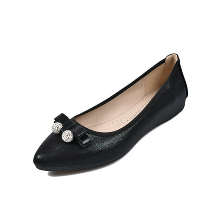 

Woobling Women s Flat Shoes Comfort Flats Non-slip Nurse Shoe Outdoor Loafers Lightweight Loafer Slip On Bow Black 11