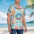 thumbnail image 3 of Pofeuu Colorful Donut Print Hawaiian Shirt for Men Sleeves Casual Button Down Summer Beach Dress Shirts T-Shirts,Small, 3 of 7