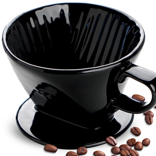 Handmade Ceramic Pour Over Coffee Dripper - Portable Cone Brewer for Camping, Office & Home - Barista-Grade Filter Coffee Maker