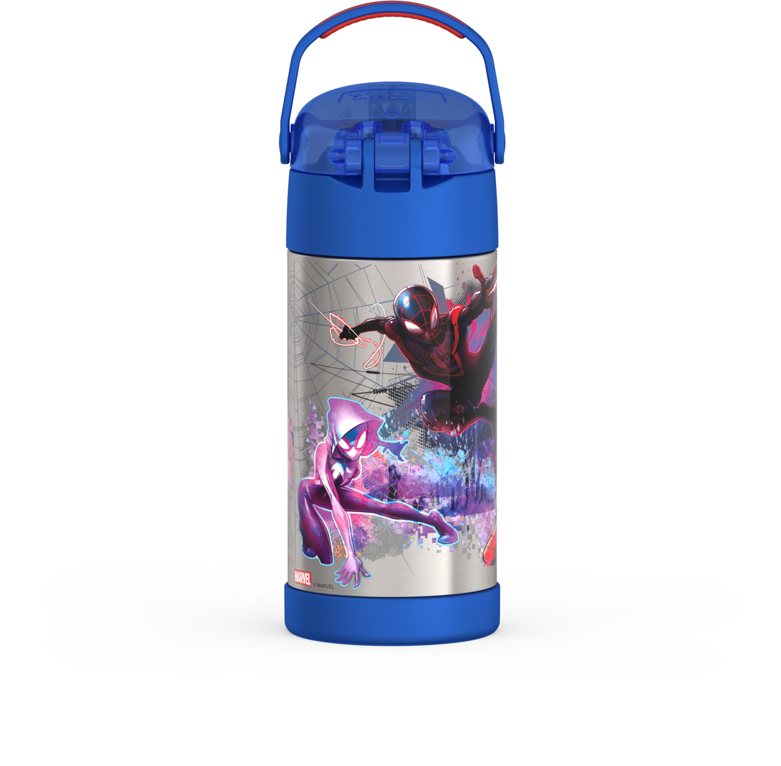 Thermos Kids Bouteille d'eau isolée sous vide avec paille rabattable, 355 ml, Spiderman