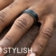 thumbnail image 3 of Juego de anillos escalonados de boda de silicona de 2 capas - Negro por ROQ para hombres - Anillo de 4 x 15 mm, 3 of 9