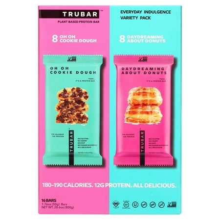 Trubar Plant Protein Bars Everyday Indulgence Variety 1.7 Ounce (Pack of 16)