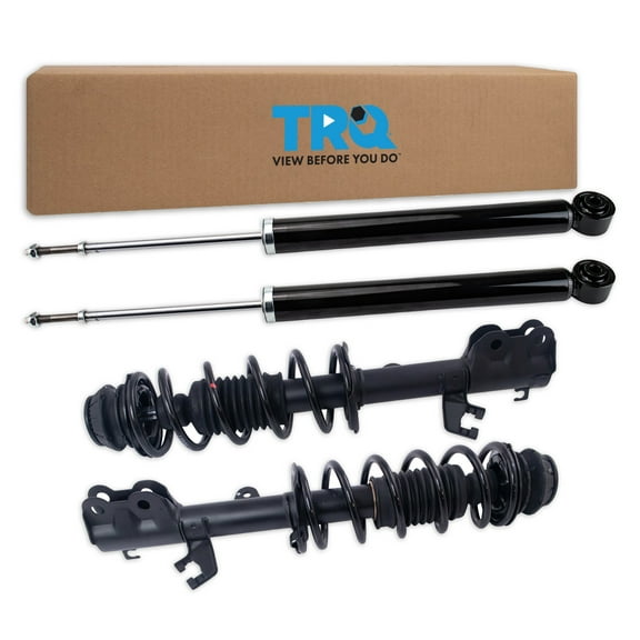 TRQ Front and Rear Complete Strut Assembly & Shock Absorber Kit Complete Strut & Coil Spring Assembly Fits Select 2012-2019 Nissan Versa 2014-2019 Versa Note