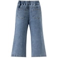 thumbnail image 4 of KIDSCOOL SPACE Toddler Girls Wide Leg Jeans, 2-7 T Heart Embroidery Elastic Waist Flare Denim Pants, Light Blue,2-3 Years, 4 of 6