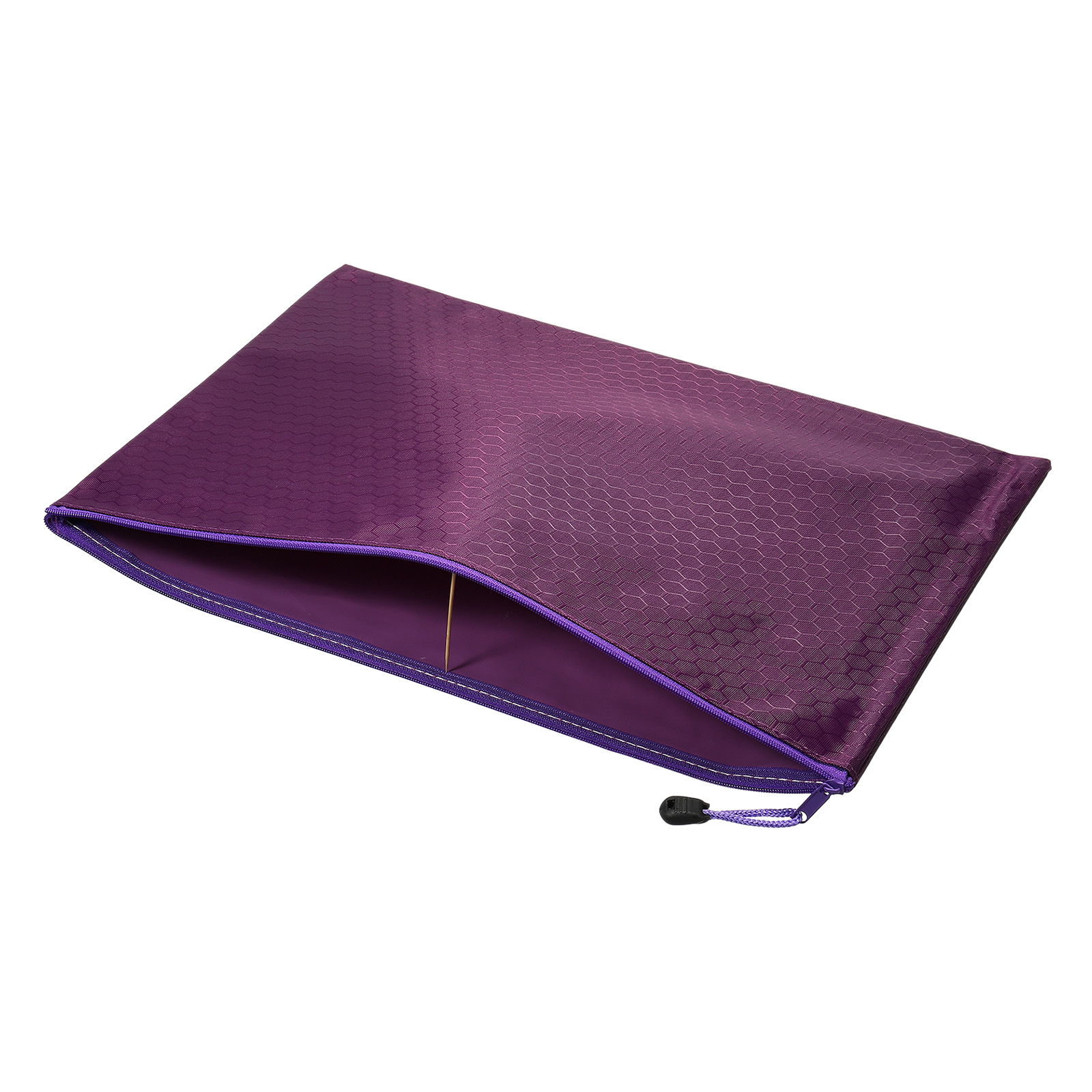 Unique Bargains Waterproof Zipper File Bags Document Storage Folders Bills Pencil Pouch Purple