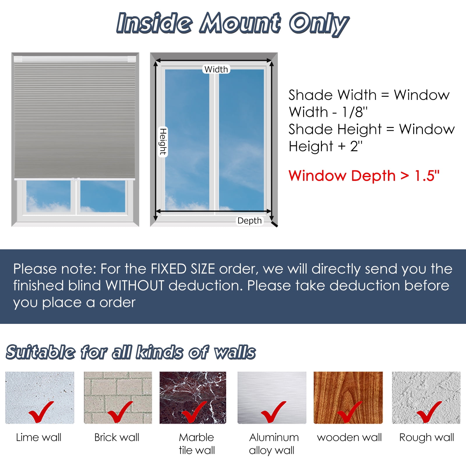 Keego No Drilling Cordless Cellular Shades Honeycomb Window Blinds Easy Installation Heat Insulating Noise Reducing Curtains Blackout Gray, 59.0"w x 54"h