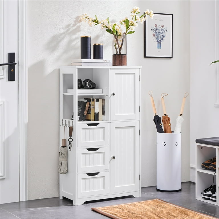 Yaheetech white bathroom storage cabinet 2024 free standing laundry room furniture