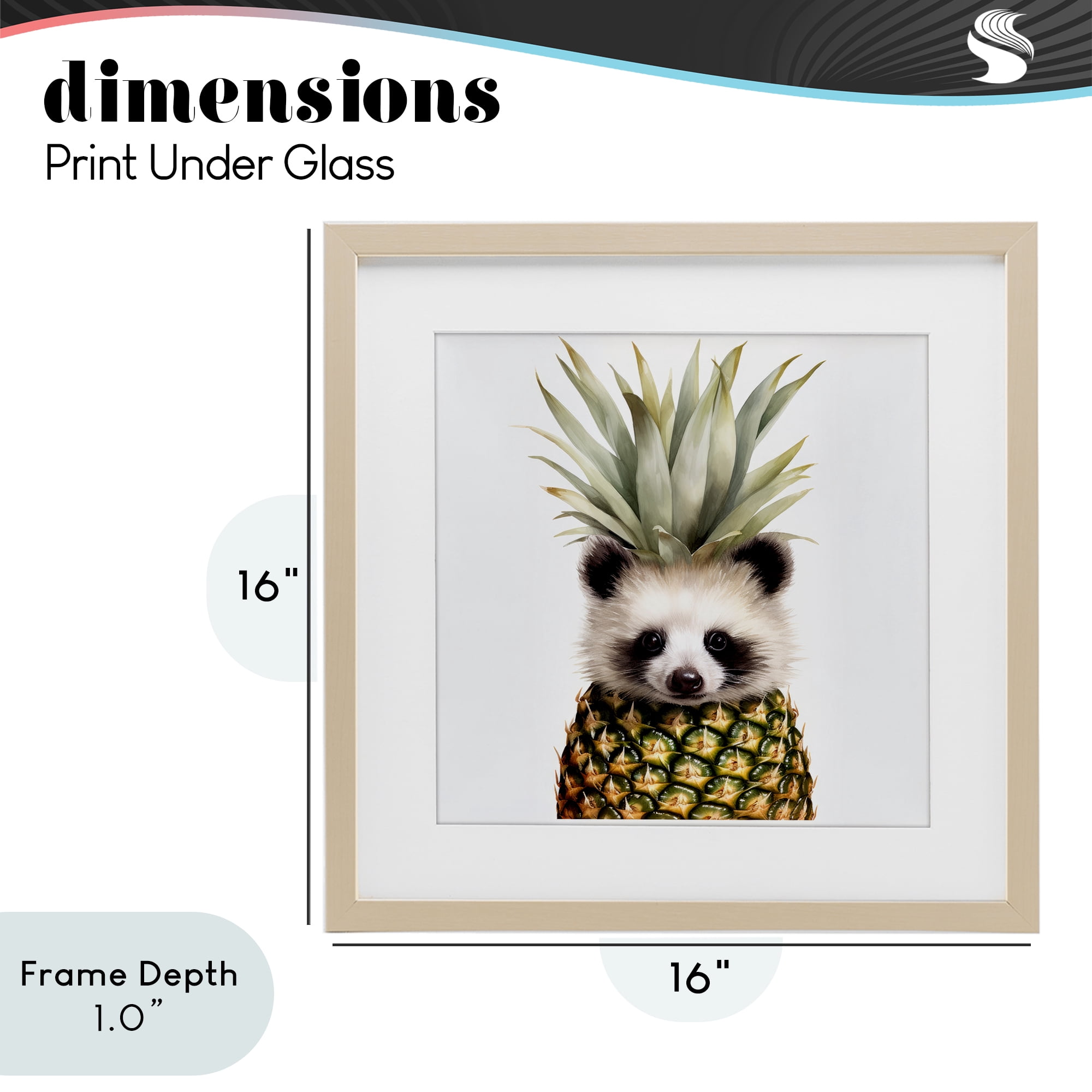 Stupell Industries Pineapple Panda Cub Birch Framed Print Under Glass, design by Lazar Studio