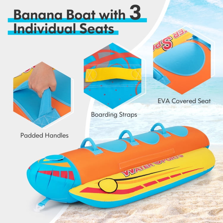 OnlineGymShop CB24275 Inflatable Boat for 3 people