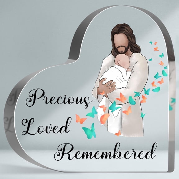 Sympathy Gifts for Loss of Baby Sign, Loss of Baby Heart-shaped Acrylic Plaque, Precious Loved Remembered Sign, Miscarriage Gifts for Mothers, Sympathy Funeral Plaque Sign Gifts
