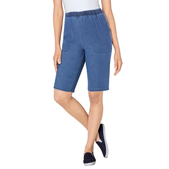 Woman Within Plus Size Fineline Denim Short