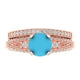 thumbnail image 2 of Clara Pucci 18K Rose Gold 2.095 Simulated Turquoise Engraveable Engagement Ring + Wedding Band Set, 2 of 7