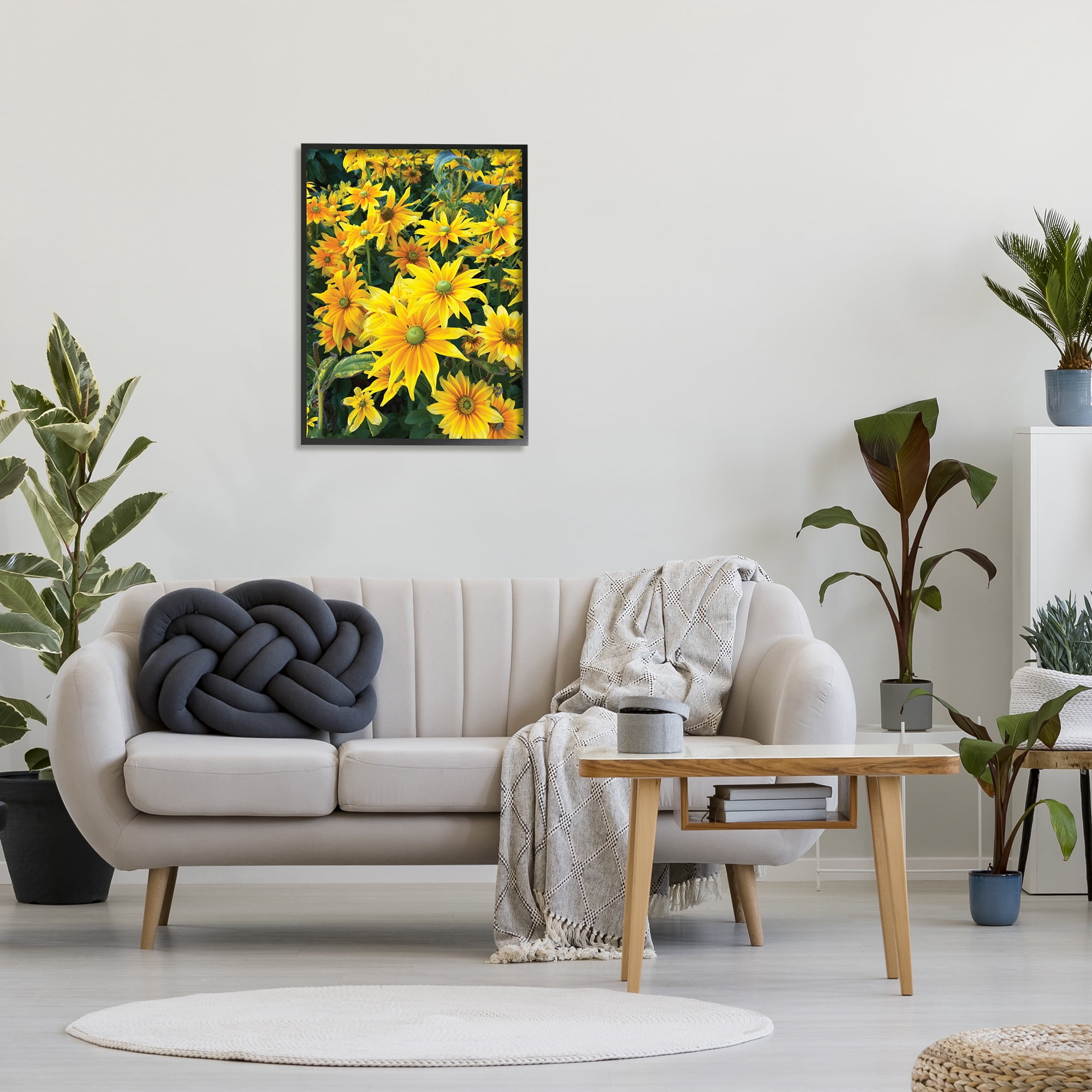 Stupell Industries Sunflower Field Blooming Green Bulbs Yellow Petals Photography Black Framed Art Print Wall Art, 24x30, by Sarah Jane