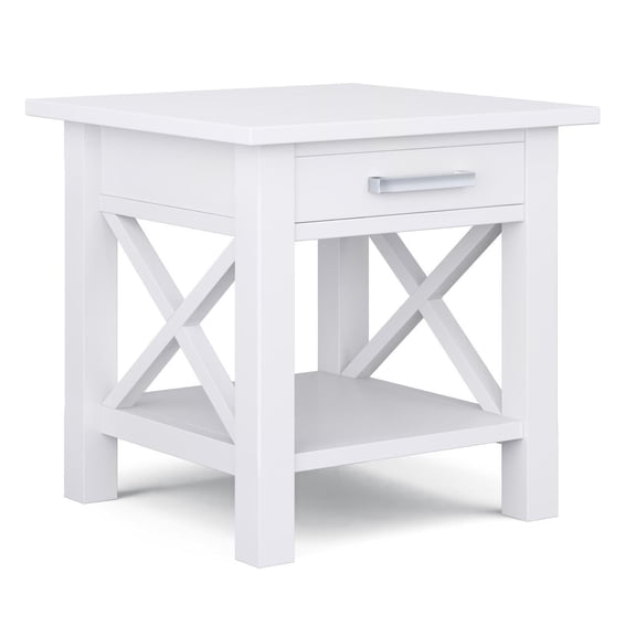 Kitchener 21 inch Wide Solid Wood Contemporary End Table in White