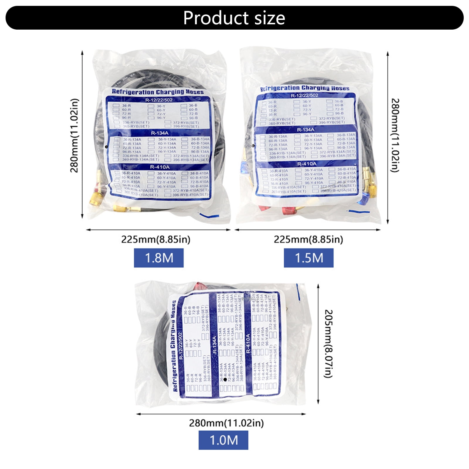 Refrigerants HVAC Manifolds Gauges Hose ,Charging Hoses with Valves for HVAC R22 R502 R1234YF