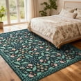 thumbnail image 5 of ARJINCUTE 9' x 12' Floral Area Rugs for Living Room, Washable Low Pile Non-Slip Vintage Large Floor Carpet for Bedroom Dinning Room, Black  Base, 5 of 9