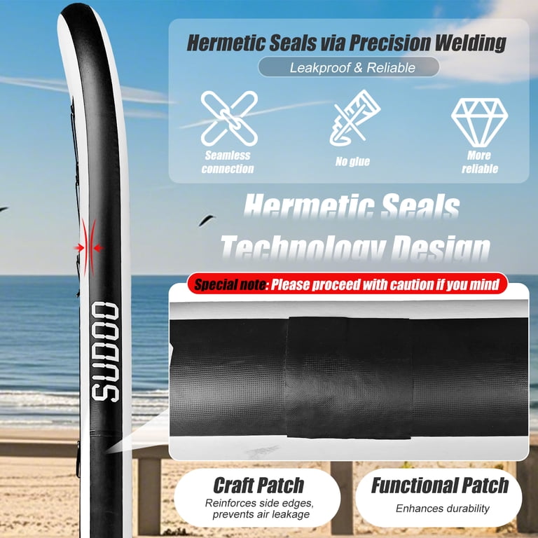 SUDOO Inflatable Stand Up Paddle Board 10.6' X33" X6" - Ultra-Light SUP With Backpack, Pump, Paddle, Leash, Fins