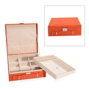 Shop LC Orange Faux Velvet Briefcase 2 Tier Jewelry Organizer Box Anti-Tarnish