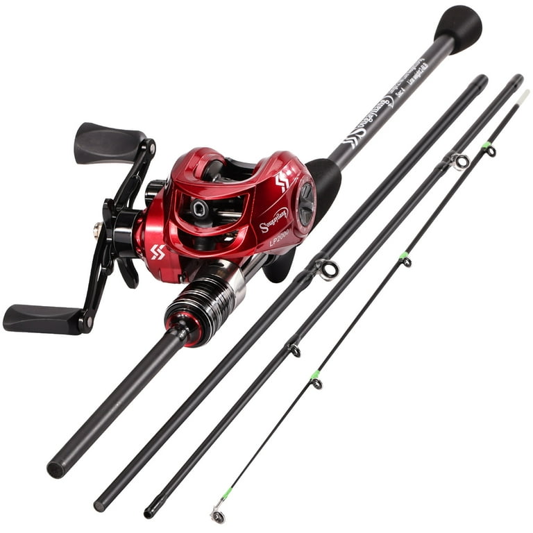 Sougayilang 7ft Casting Rod and Reel Combo 4 Piece Fishing Pole with 18+1  BB Baitcaster Reel Setup