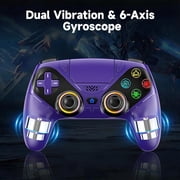 LED Wireless Controller for P5 PC, Bluetooth Controller with Turbo, Macro, Dynamic Vibration, 6-Axis Motion Control, 3.5mm Audio Jack, 1000mAh Battery, Speaker - Blue