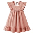 thumbnail image 5 of Cethrio Girls Cotton Linen Dresses, Princess Casual Mid-length Flutter Sleeve Birthday Dresses Coffee Size 2-3T, 5 of 5